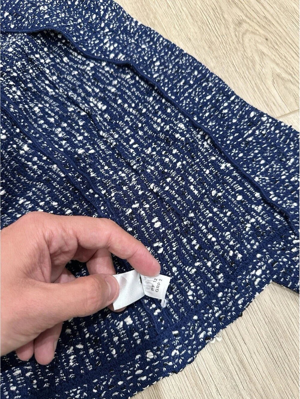 ST.JOHN Size 12 Blue Knit Jacket Blazer - Picture 7 of 13